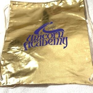Unicorn Academy Metallic Gold Drawstring Bag